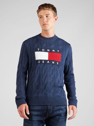 Tommy Jeans Sveter - Modrá: predná strana