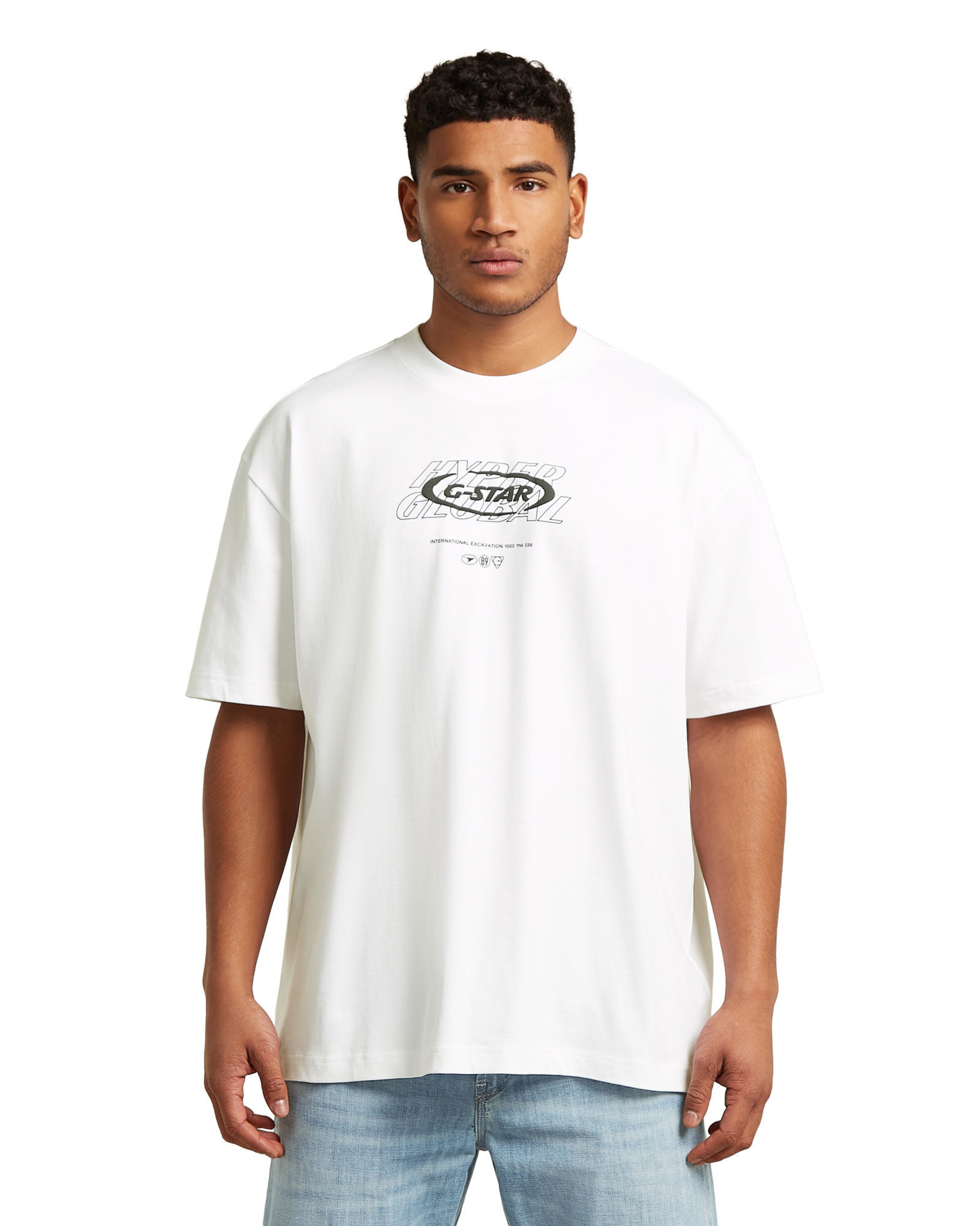 G-STAR Shirt 'Hyper Graphic Relaxed T-Shirt' in Wit: voorkant