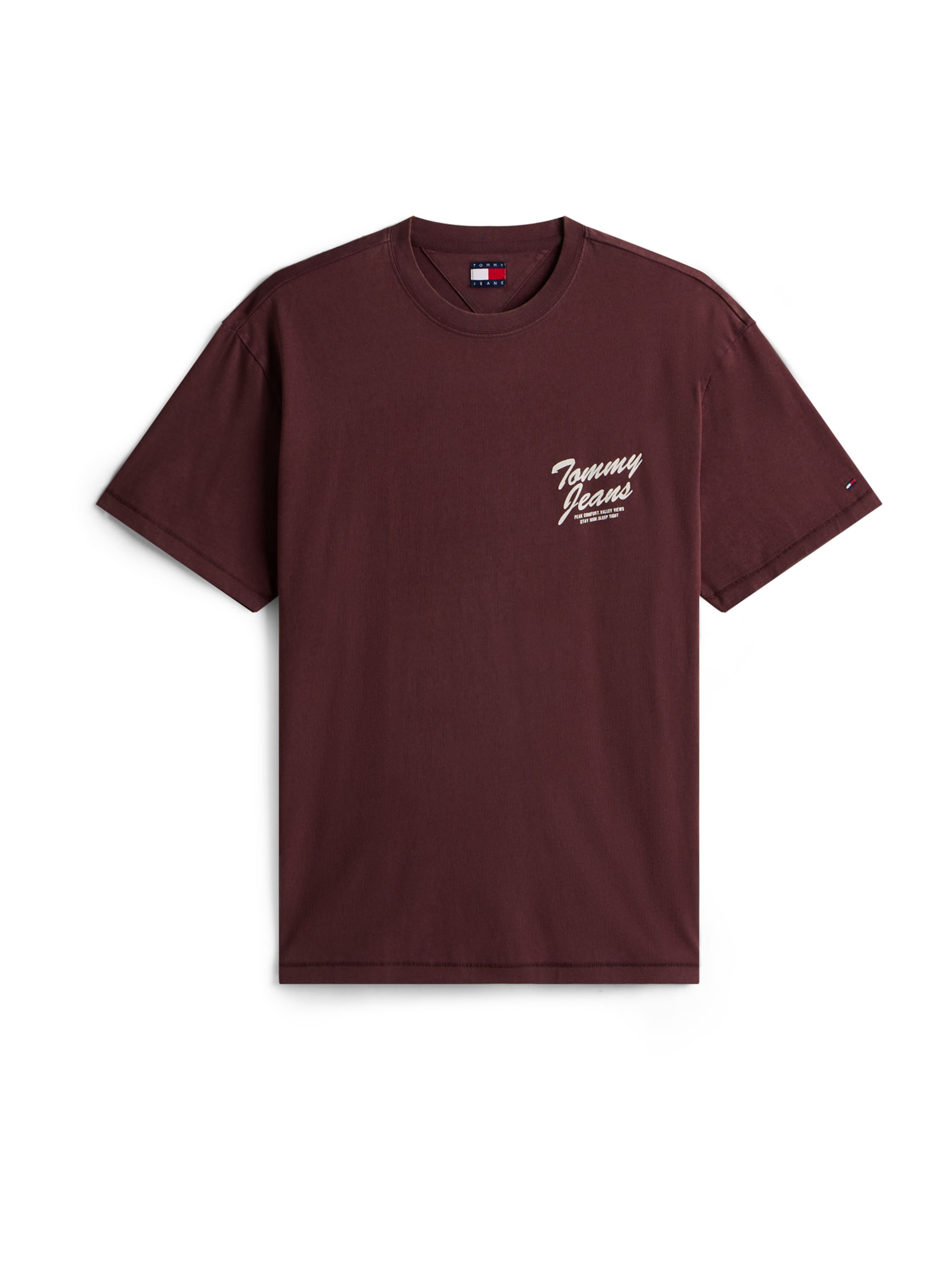 Tommy Jeans T-Shirt 'NOVELTY' en marron châtaigne / blanc, Vue avec produit