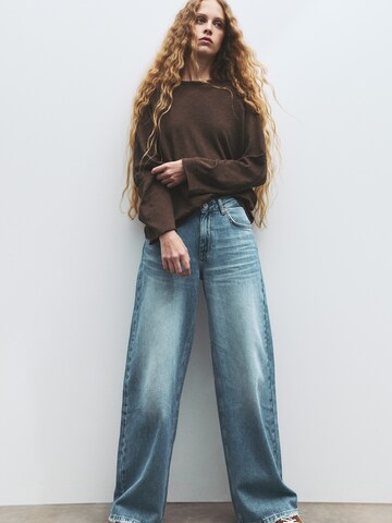 Wide Leg Jean Pull&Bear en bleu