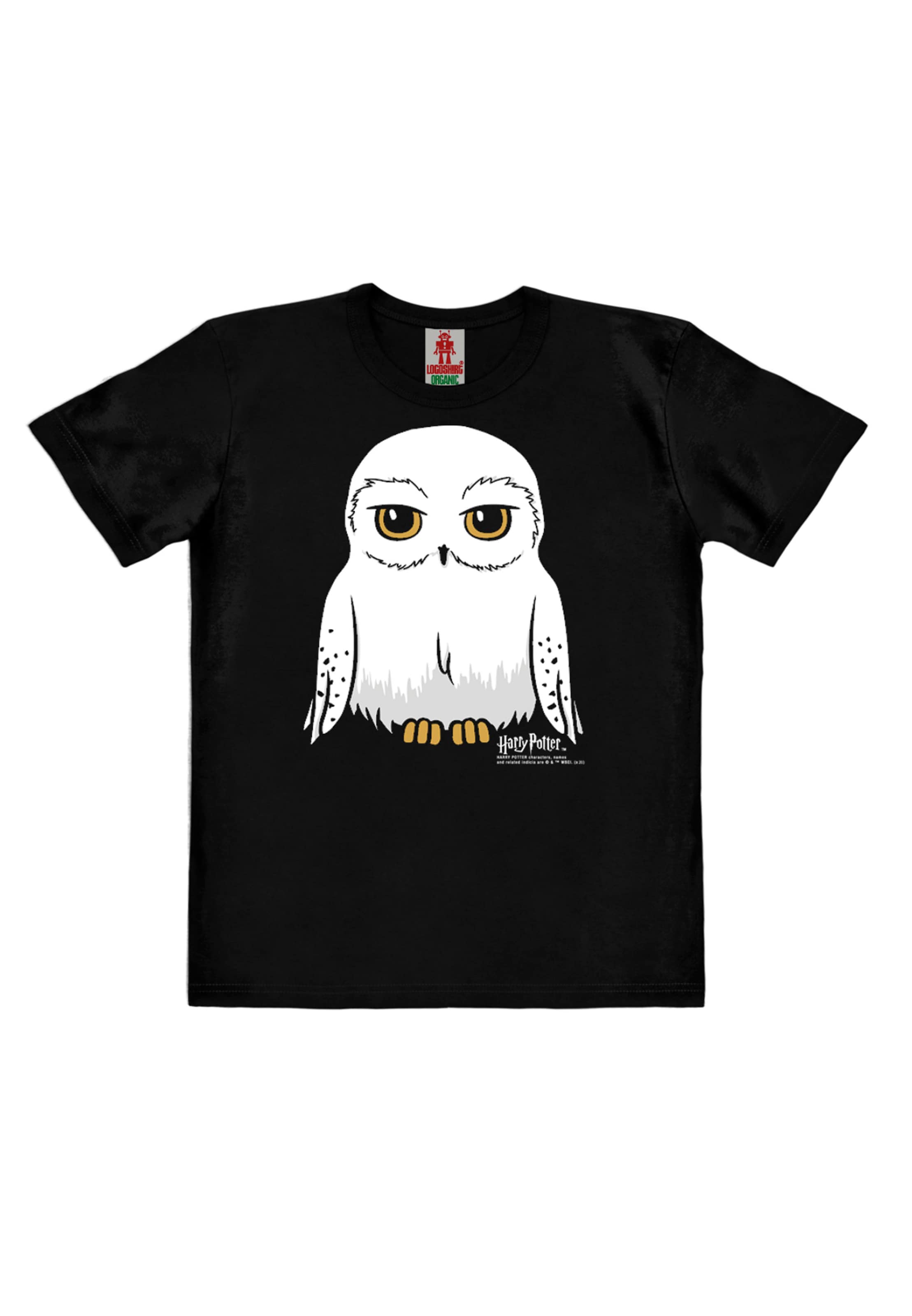 LOGOSHIRT T-Shirt 'Harry Potter – Hedwig' in Schwarz: Vorderseite