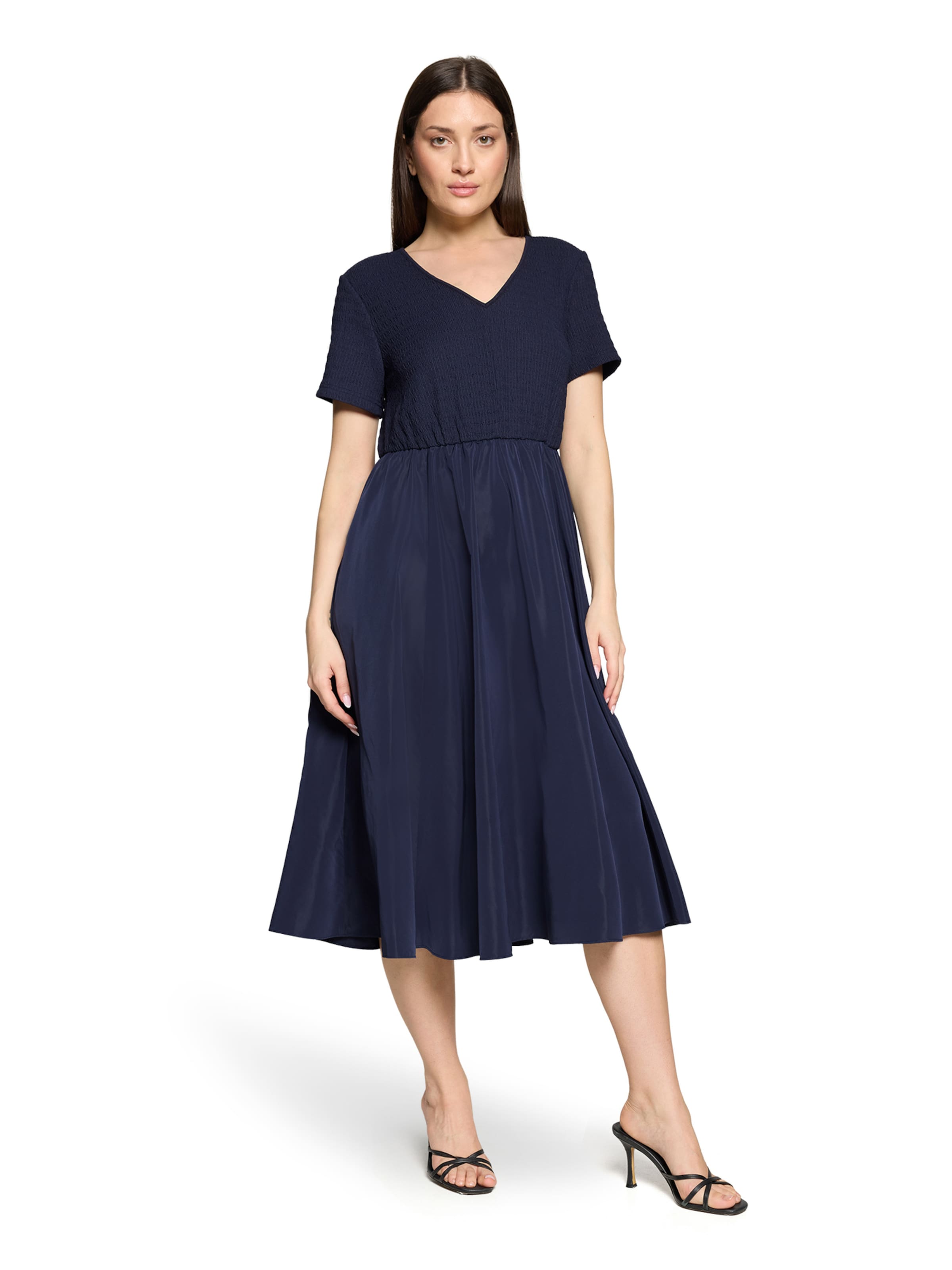 Cartoon Midikleid mit Eingrifftaschen in Blau