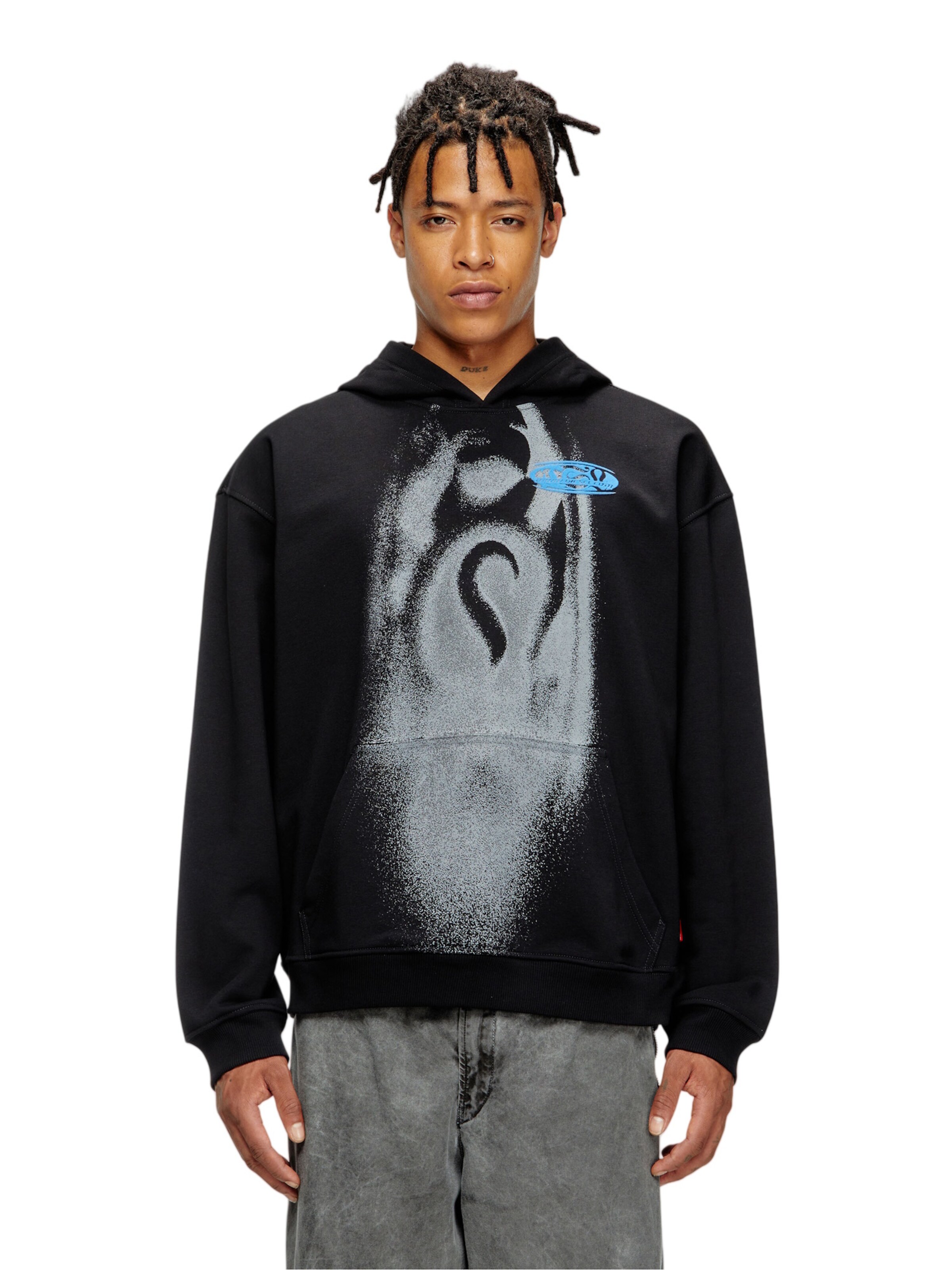 DIESEL Trui 'S-BOXT-HOOD-T3' in Zwart: voorkant