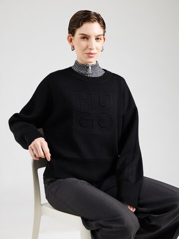 HUGO Пуловер 'Sisminye' в черно: отпред
