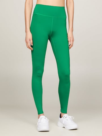 TOMMY HILFIGER Skinny Workout Pants 'Essential' in Green: front