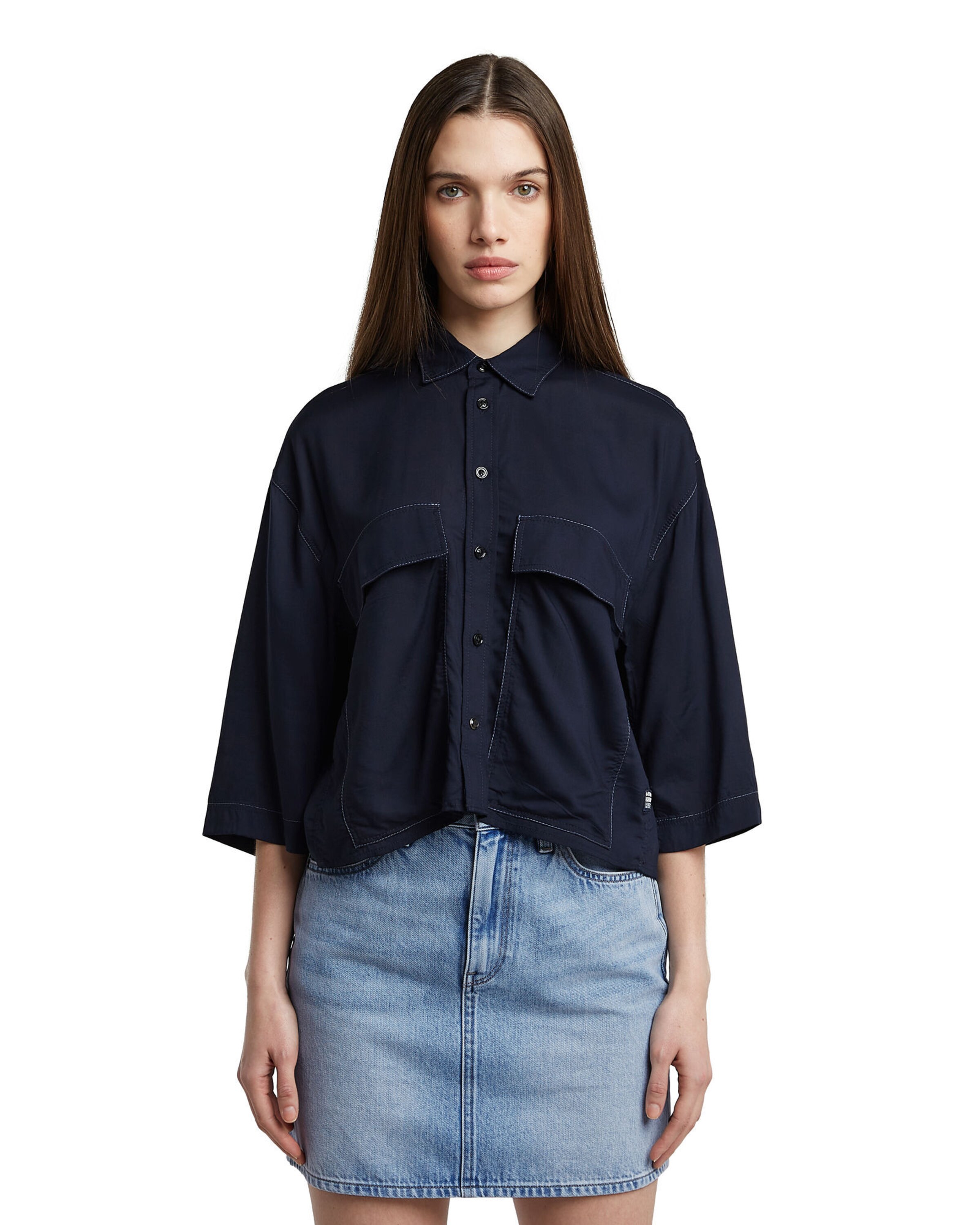 G-STAR Blouse 'Boxy' in Blauw: voorkant