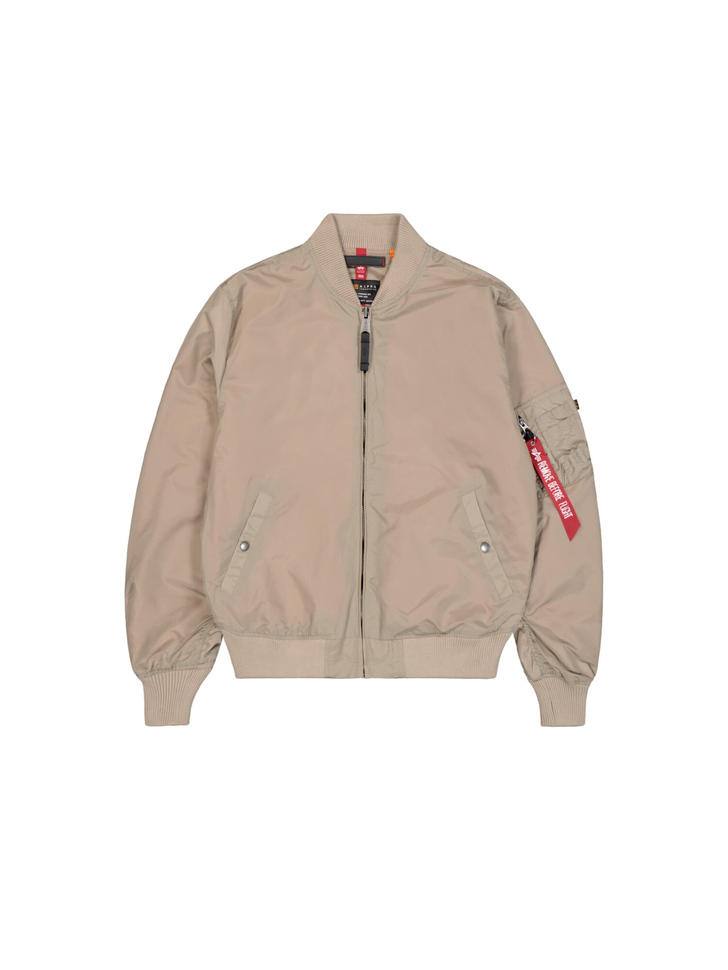 ALPHA INDUSTRIES Kevad-sügisjope 'MA-1 TT', värv beež: eest vaates