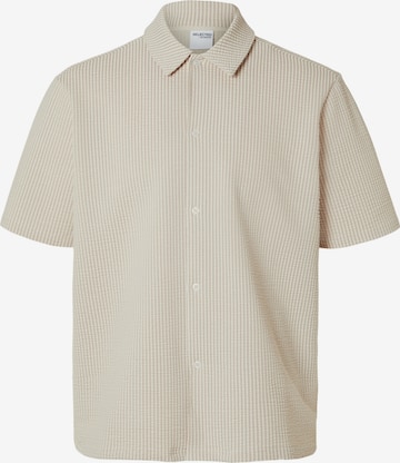 Coupe regular Chemise 'Ben Seersucker' SELECTED HOMME en beige : devant