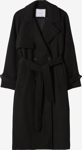 Bershka Between-seasons coat in Black: front