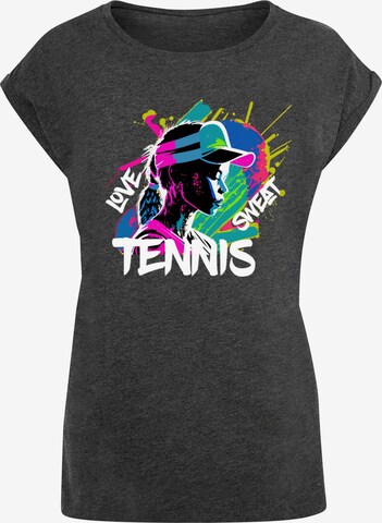 Merchcode Shirt 'Tennis Love, Sweat' in Grijs: voorkant