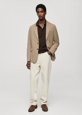 MANGO MAN Slim fit Suit Jacket 'Verner' in Brown
