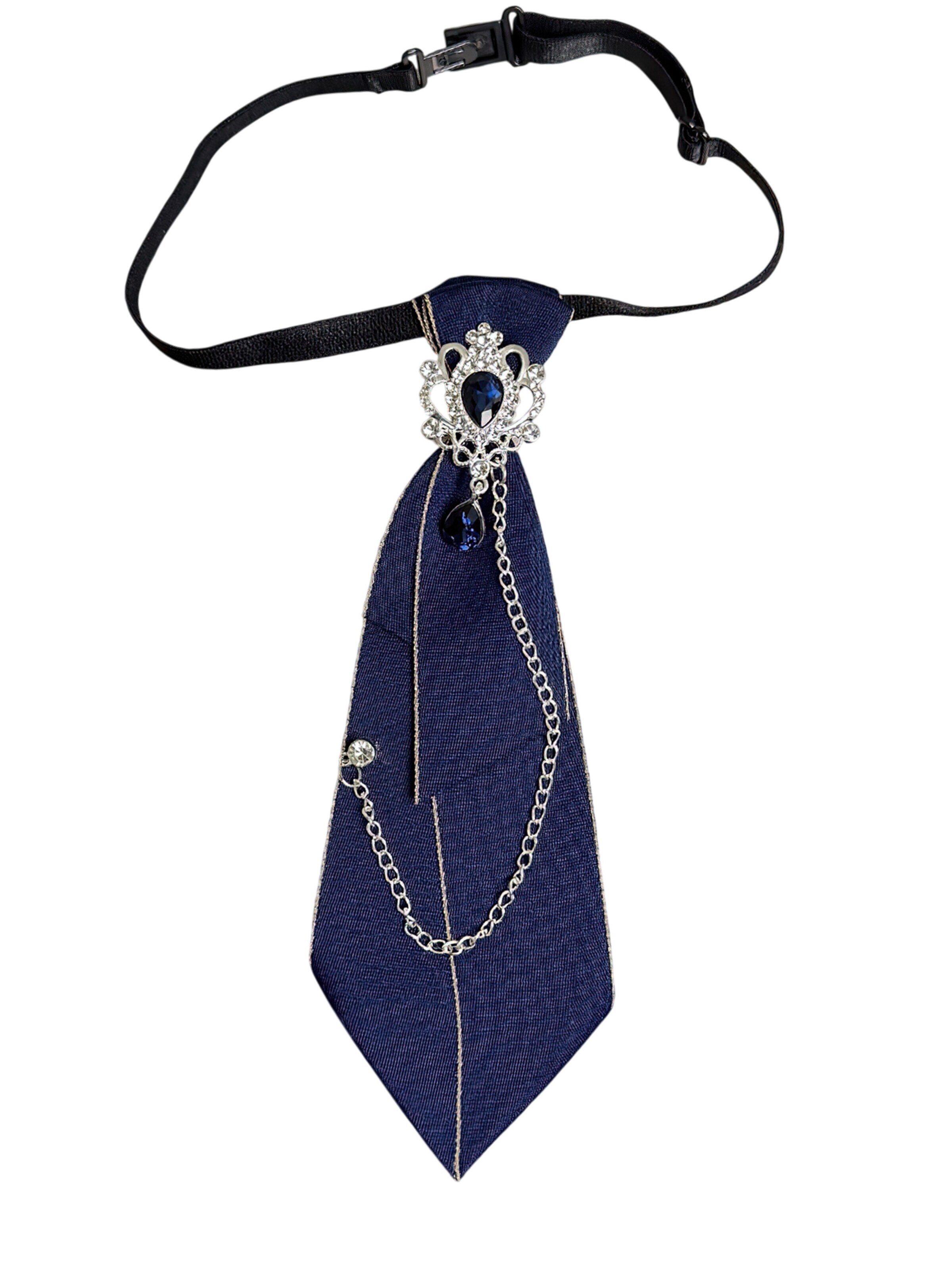 Magicshe Tie 'College-Stil Krawatte mit Metallkette' in Blue: front