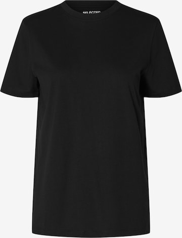 melns SELECTED FEMME T-Krekls 'SLFZLJESMINES': no priekšpuses