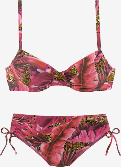 LASCANA Bikini 'Elena' in de kleur Donkergeel / Rosa / Magenta / Zwart, Productweergave