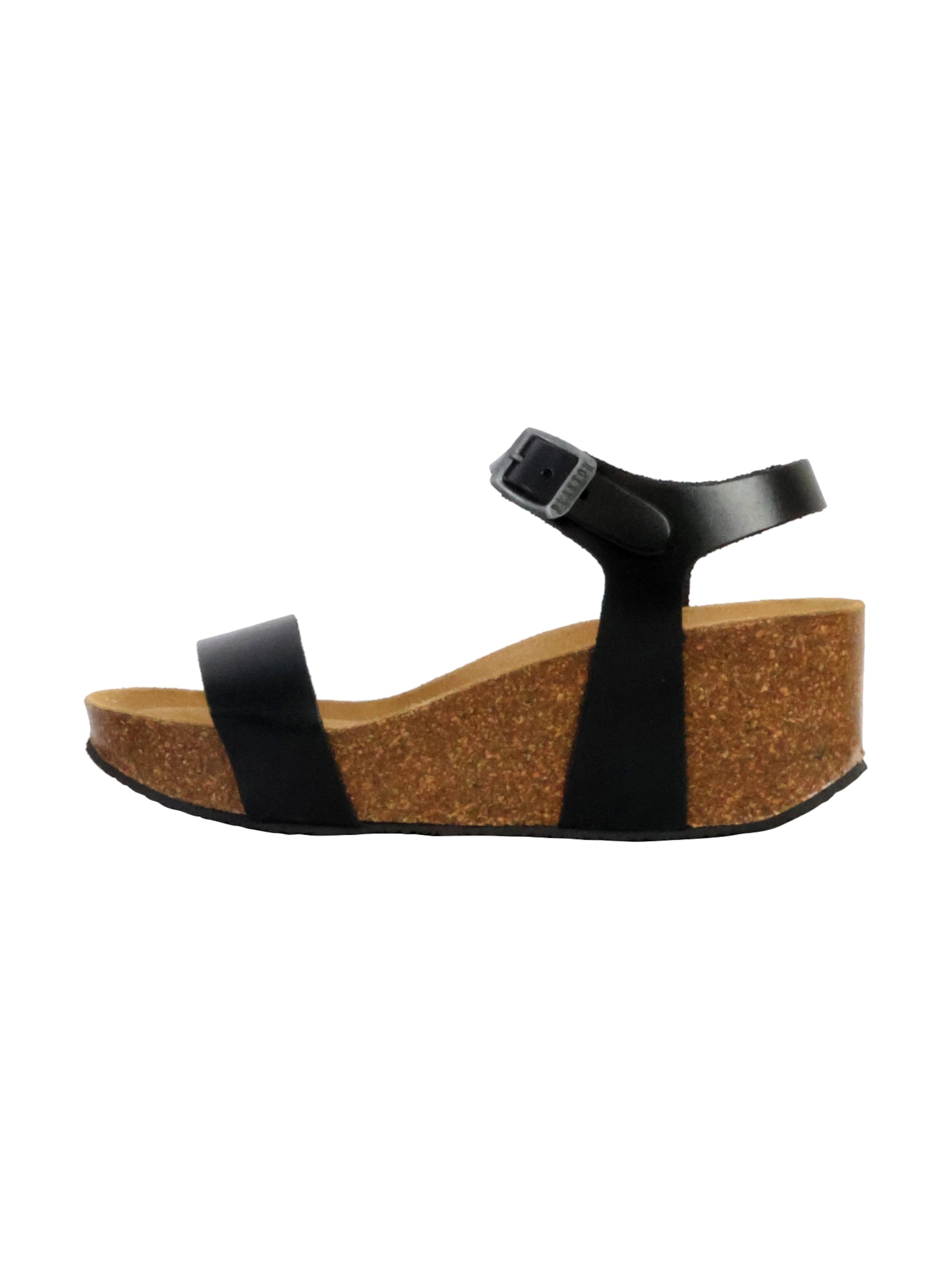 Plakton - Sandalias 'So Kiss Keilabsatz-Sandale aus Leder' en negro: frente