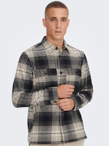 Only & Sons Regular fit Button Up Shirt 'Baz' in Grey