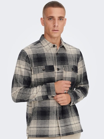 Only & Sons Regular fit Button Up Shirt 'Baz' in Grey