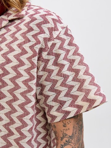 JACK & JONES Comfort fit Button Up Shirt 'JORSummer Luke' in Red