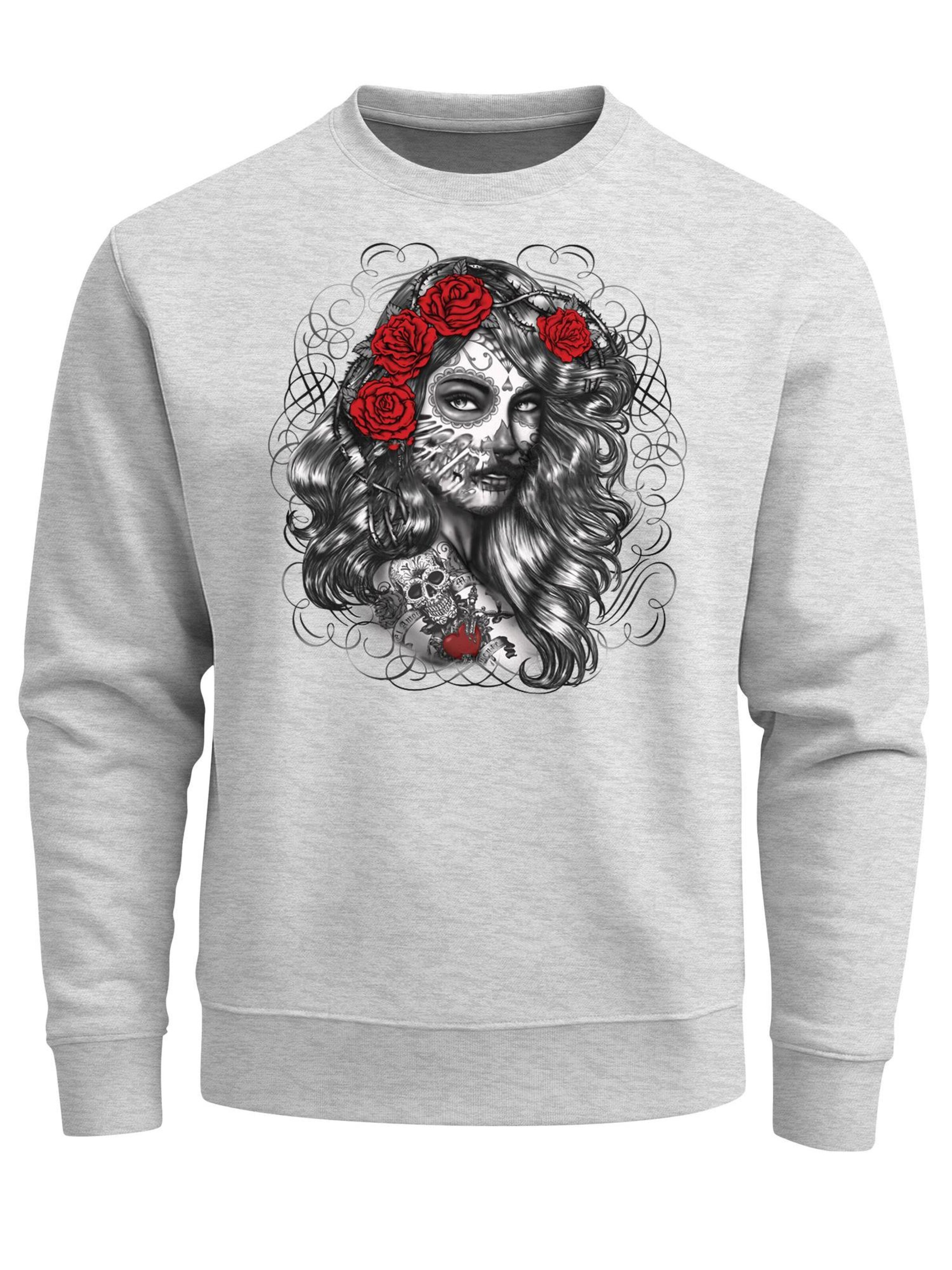 Neverless Sweatshirt 'Day of Dead' in Grey: front