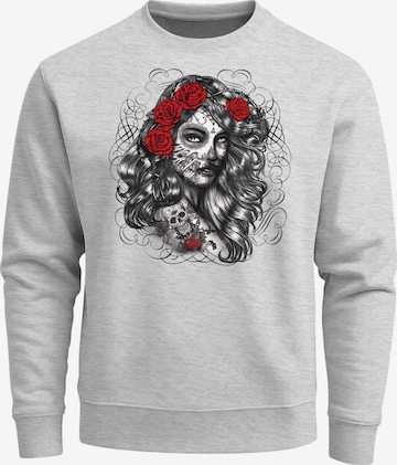 Neverless Sweatshirt 'Day of Dead' in Grey: front