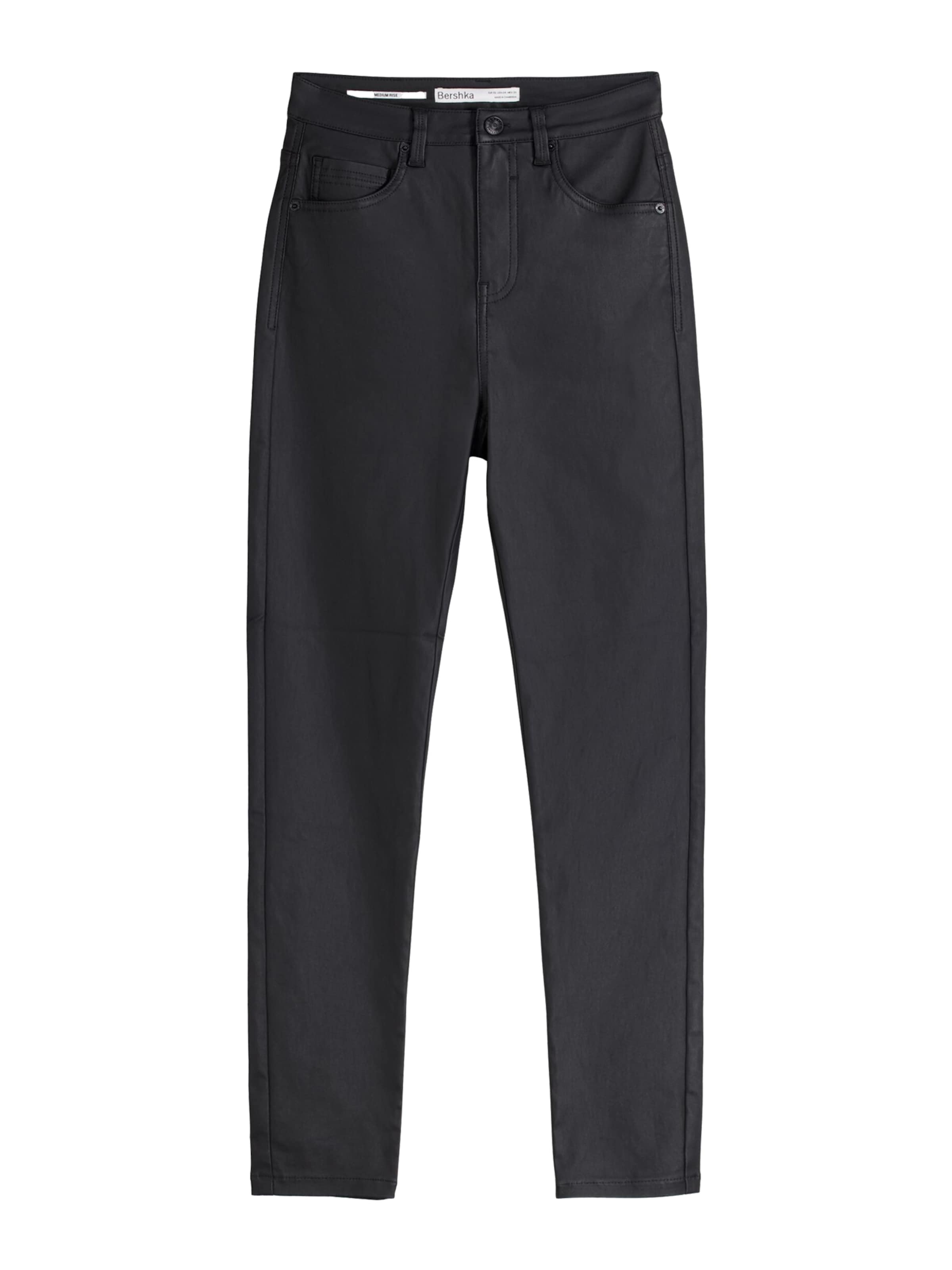 Bershka Skinny Fit Панталон в черно: отпред