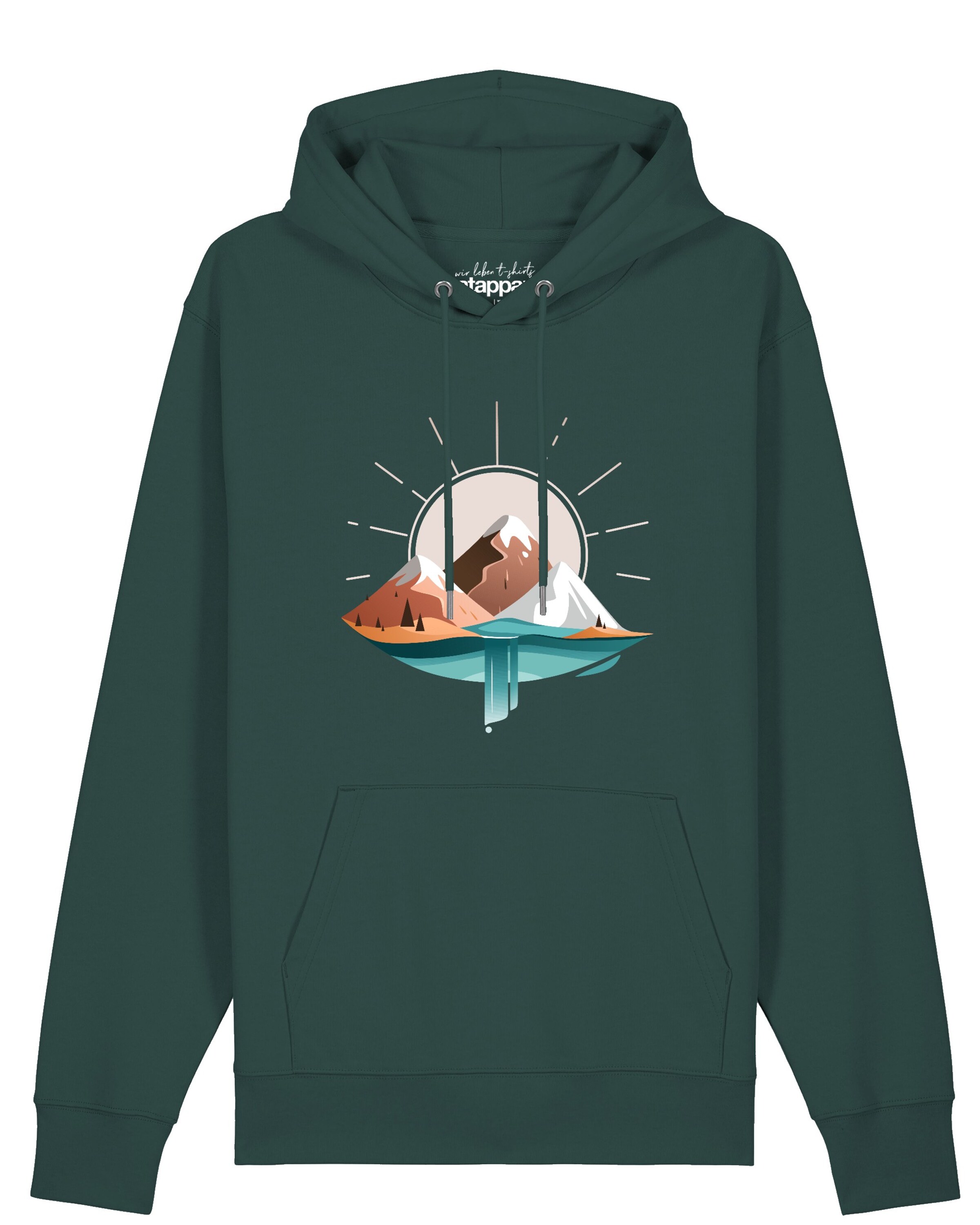 Felpa 'Sunrise & Lake' di Watapparel in verde: frontale