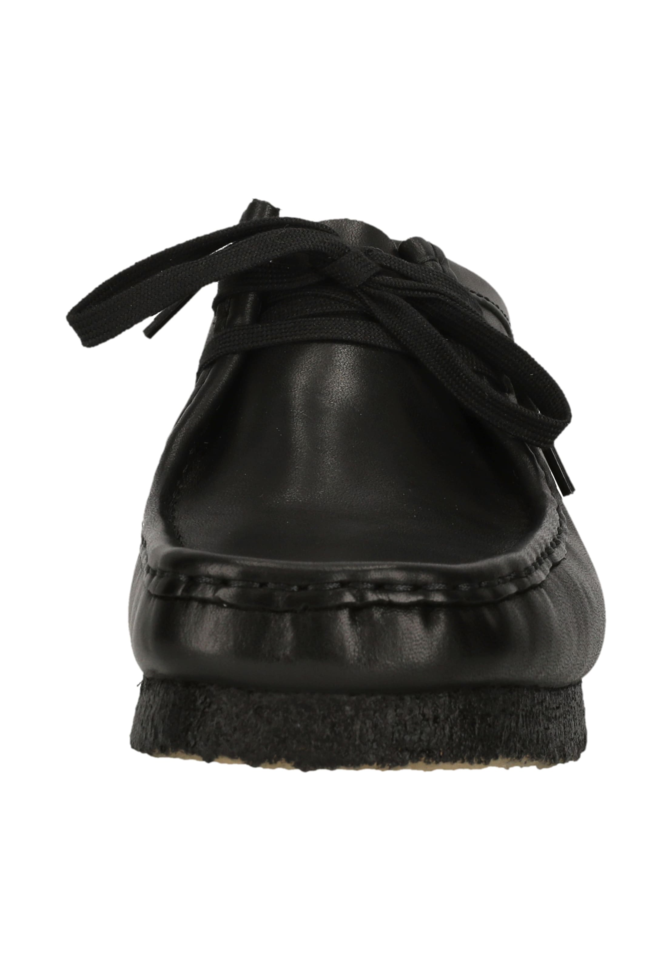 CLARKS Veterschoen 'Wallabee Black Leather' in Zwart