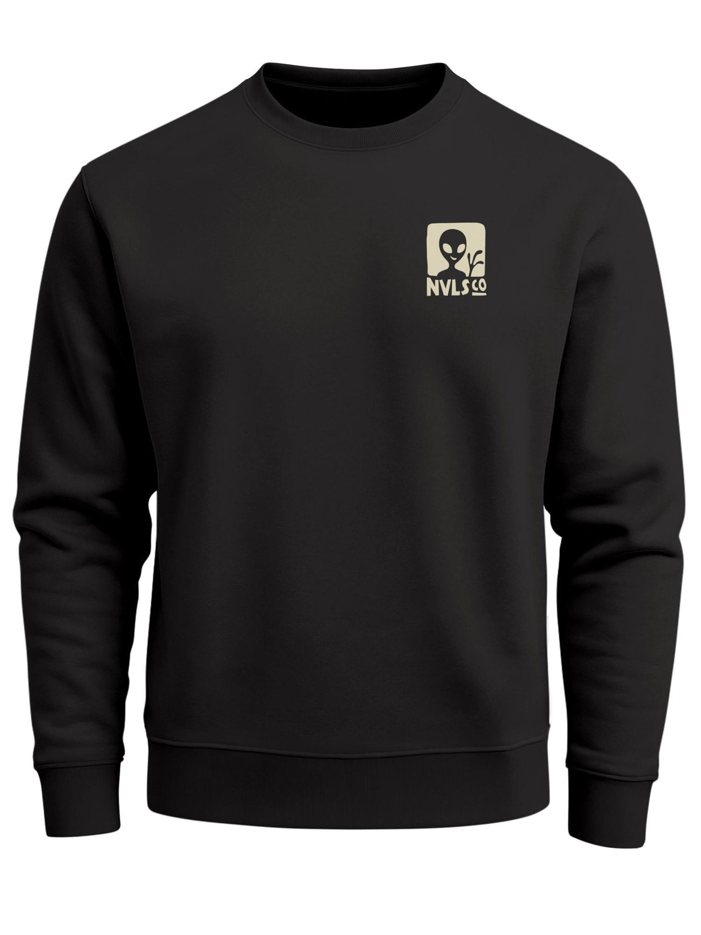 Neverless Sweatshirt 'Ufo Waschbär' in Black: front