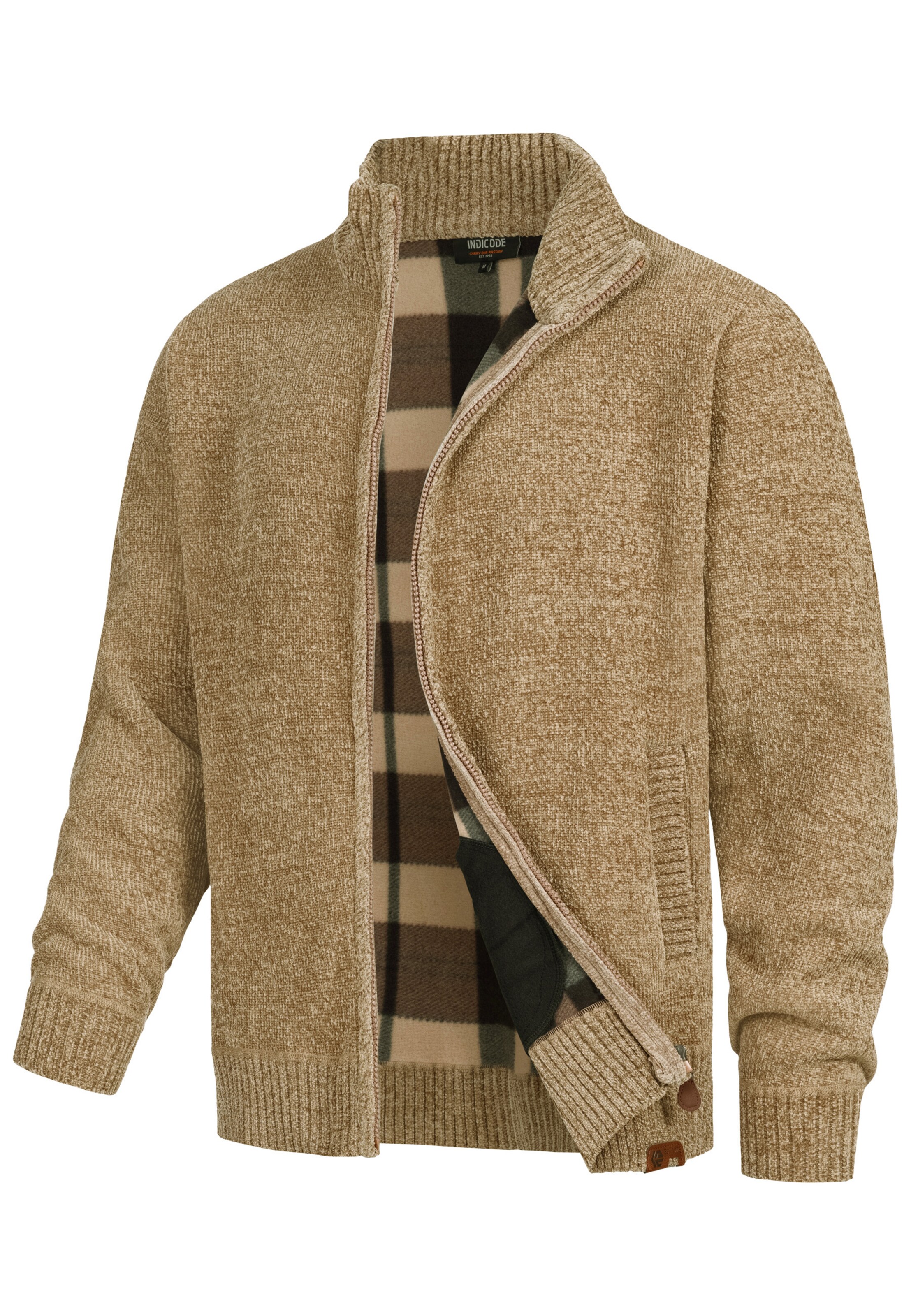 INDICODE JEANS Knit cardigan ' INFilion ' in Beige: front