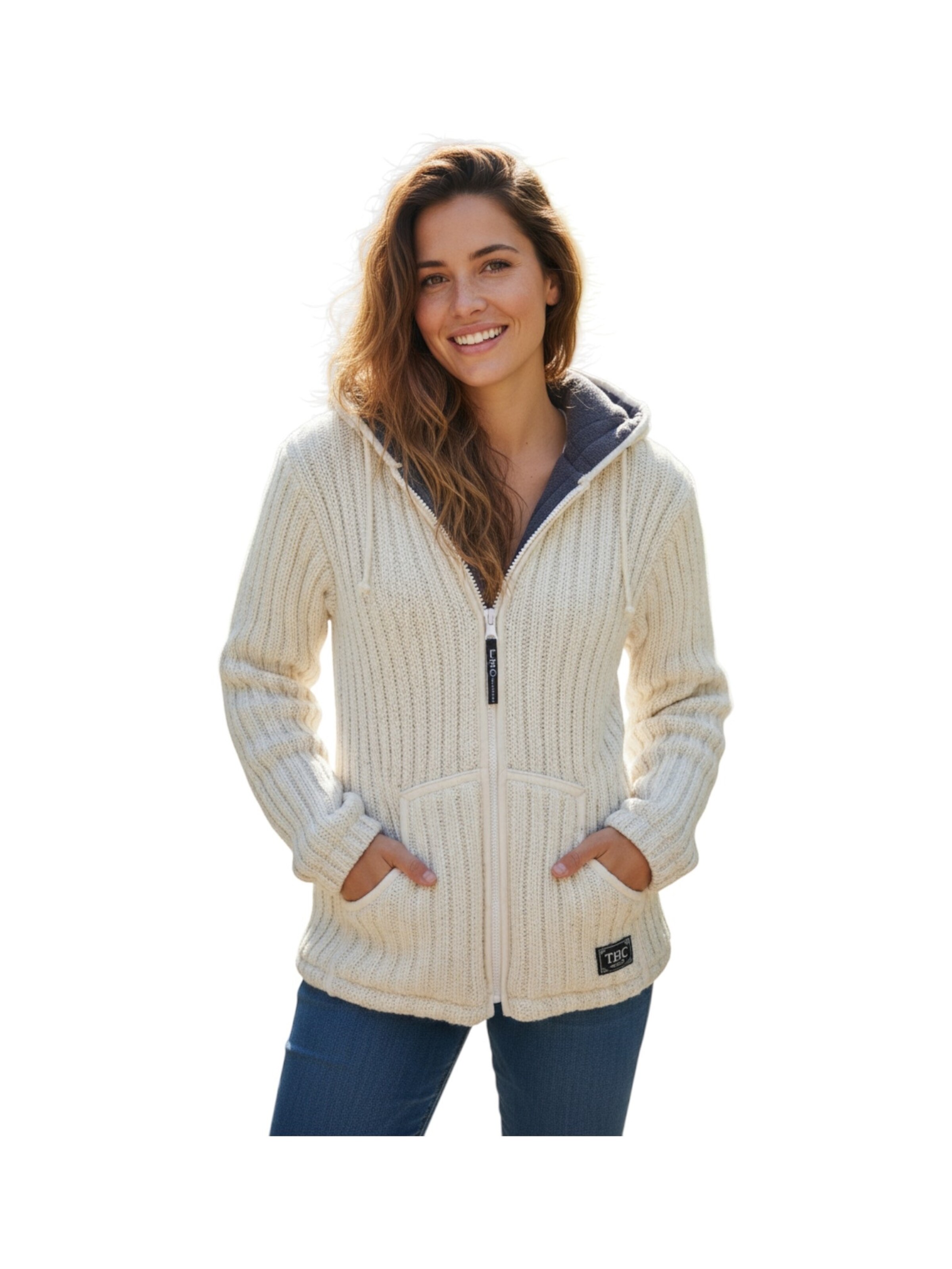 THC Natural Line Strickjacke 'THC 713'‌‌‌‌‌‌ in Beige