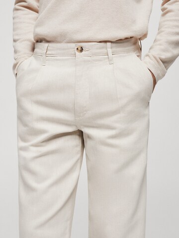 MANGO MAN Regular Pleated Jeans 'Luca' in Beige