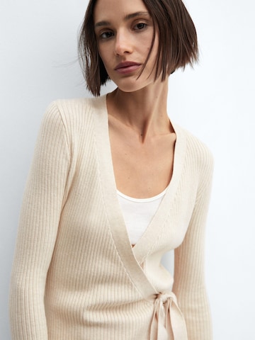 MANGO Knit Cardigan 'Flare' in Beige