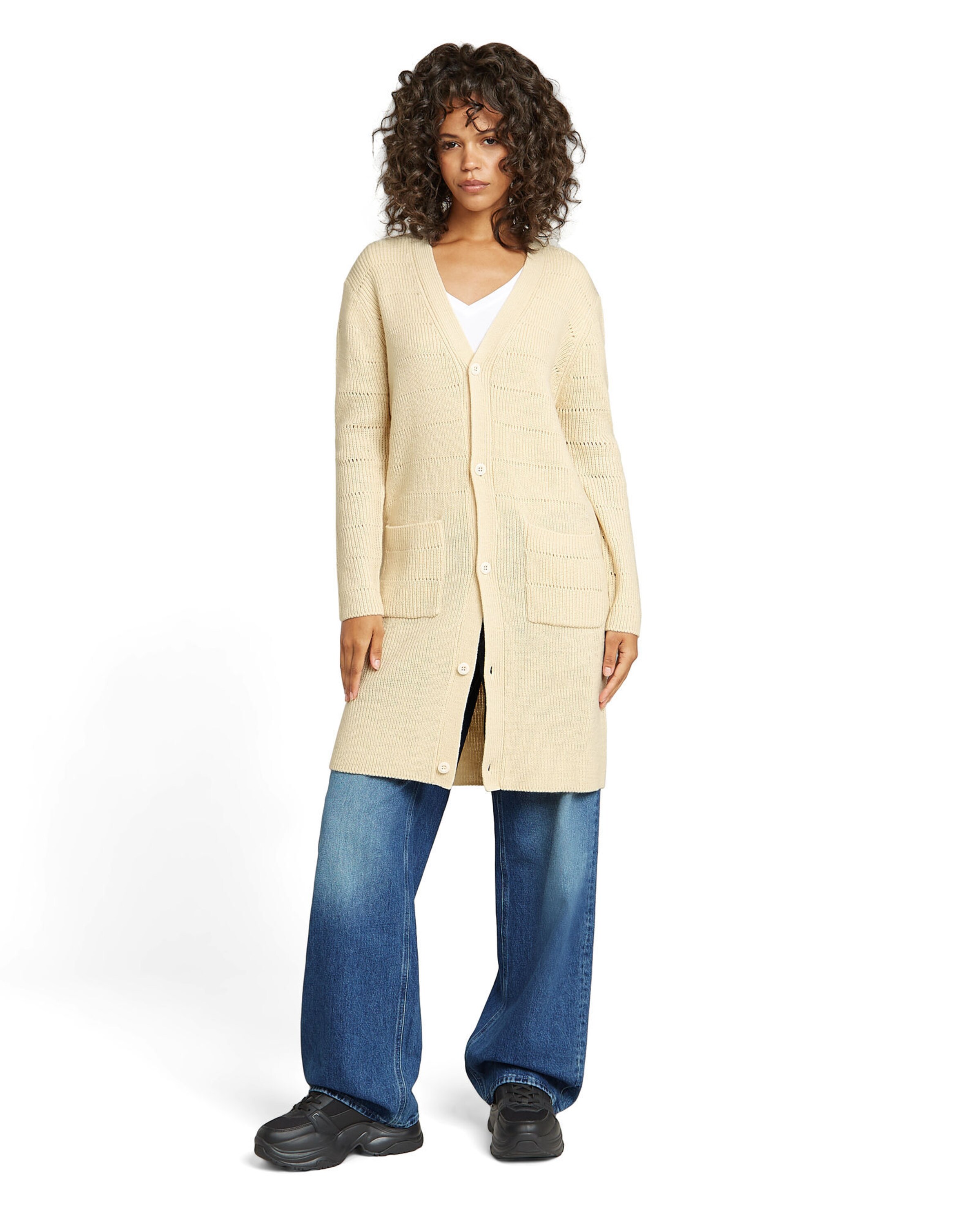 G-STAR Gebreid vest 'Oristel' in Beige: voorkant