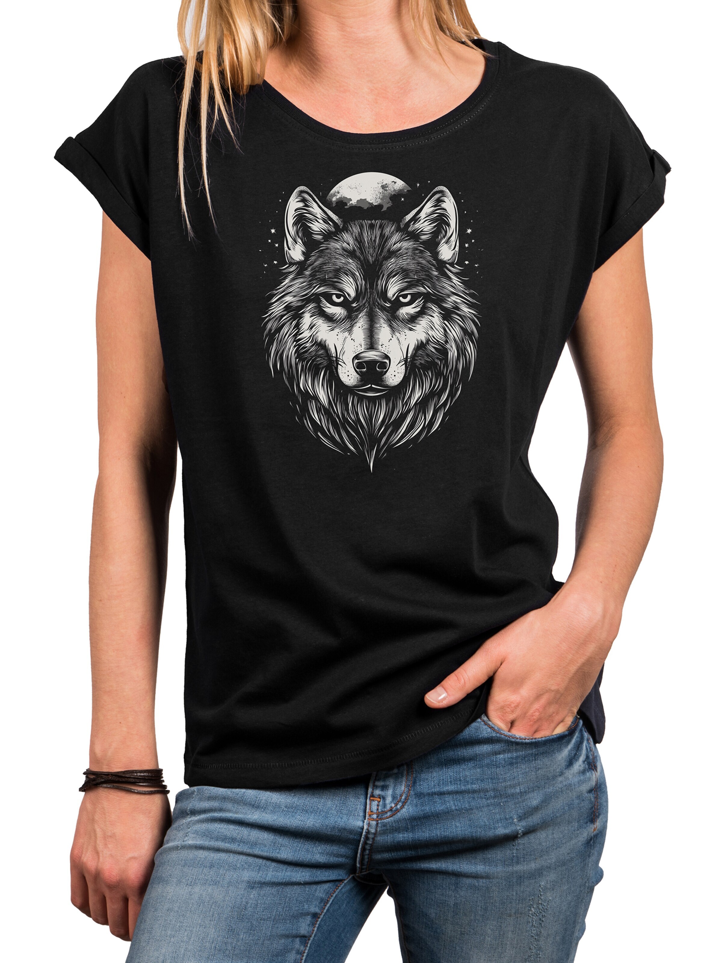 MAKAYA Shirt 'Wolf' in Black