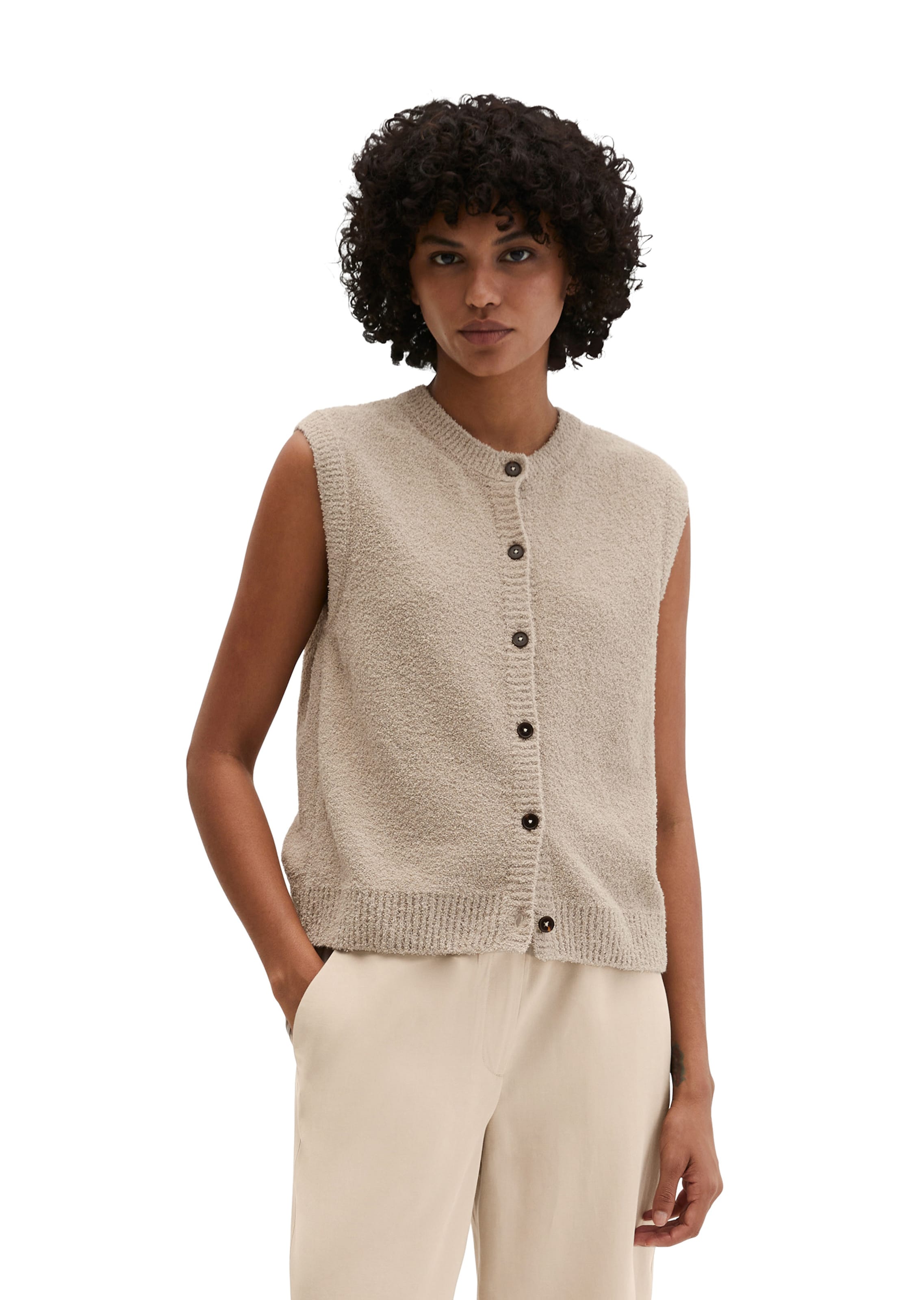 Marc O'Polo Knitted vest in Beige: front