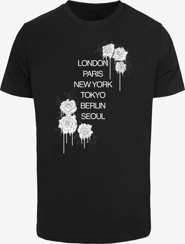 Mister Tee Shirt 'City Roses' in Zwart: voorkant