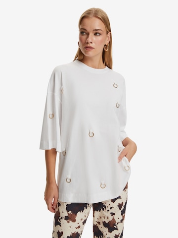 NOCTURNE - Camiseta talla grande en blanco: frente