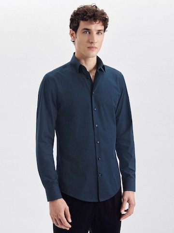 SEIDENSTICKER Slim fit Button Up Shirt in Blue: front