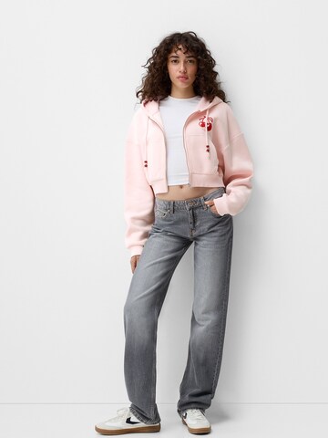 Bershka Zip-Up Hoodie in Pink