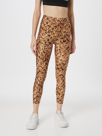 PUMA Skinny Workout Pants 'Safari' in Brown: front