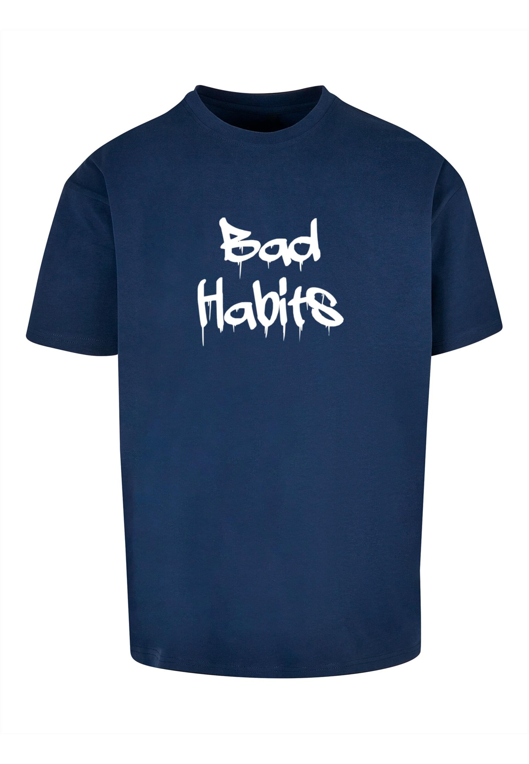 Merchcode T-Shirt 'Bad Habits' in Blau: Vorderseite