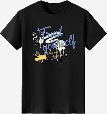 T-shirt 'Women Fresh Daisy Trust Yourself Print T-Shirt' LapaPlus en noir : devant