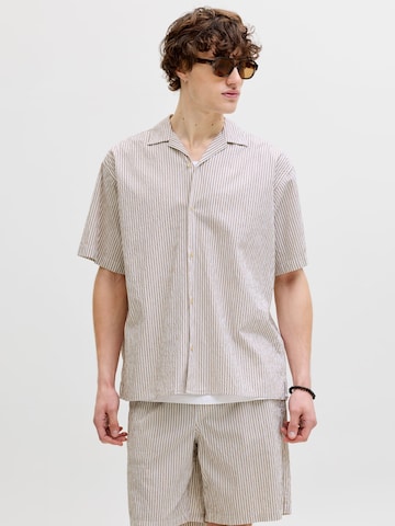 JACK & JONES Comfort Fit Skjorte 'Hawaii' i brun: forside