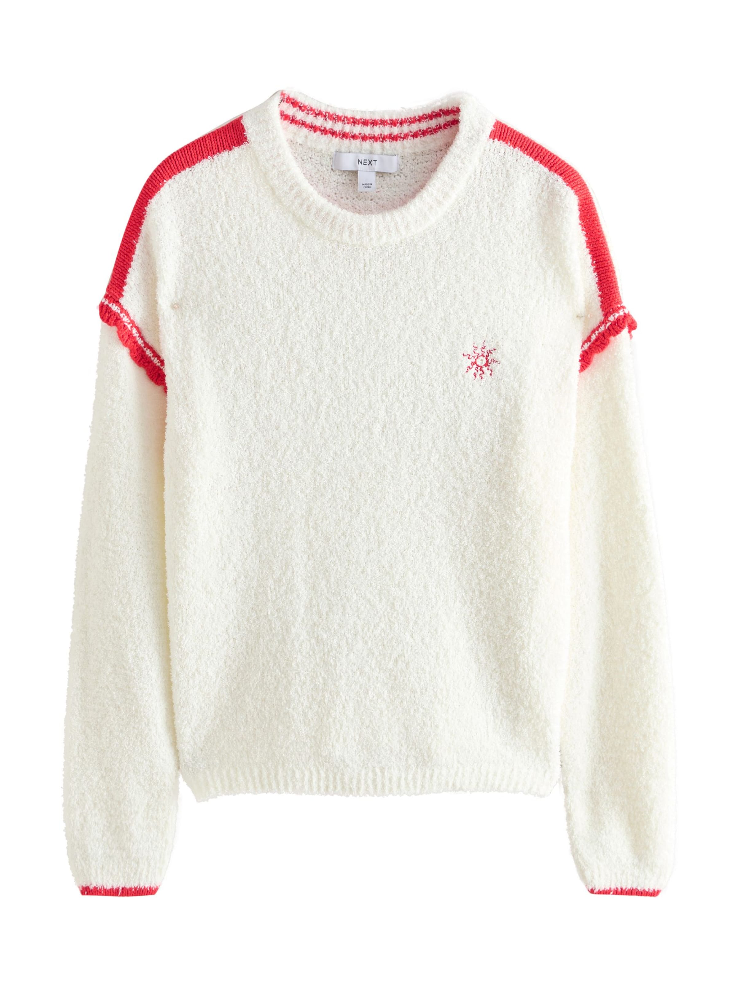 Next Sweater in Blood red / Wool white, Item view
