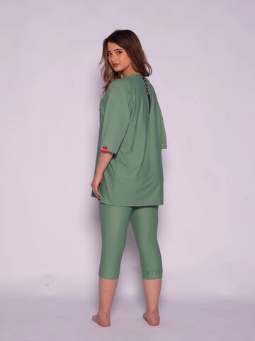 MYKINY BRAND High neck Swimsuit 'Majda semi-burkini Sage Green' in Green: front