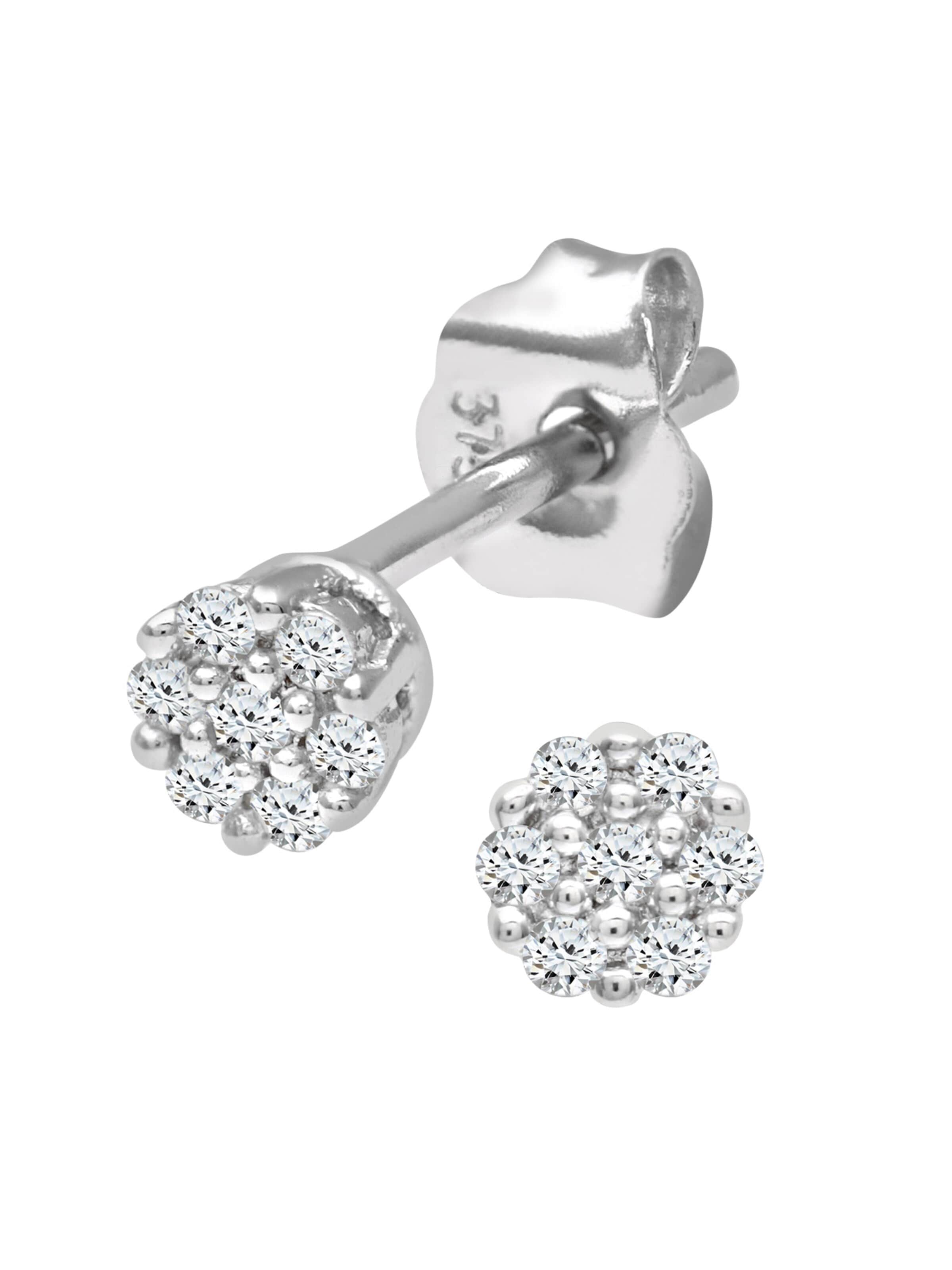 DIAMANT LETERNEL Oorbellen 'Ohrstecker aus 375 Weißgold mit Diamant' in Zilver: voorkant