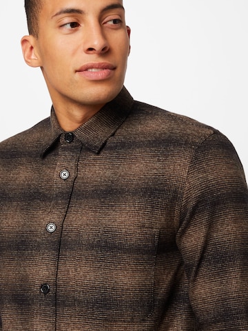MADS NORGAARD COPENHAGEN Comfort fit Button Up Shirt 'Moulin' in Brown