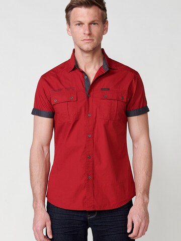 KOROSHI Regular fit Button Up Shirt in Red: front