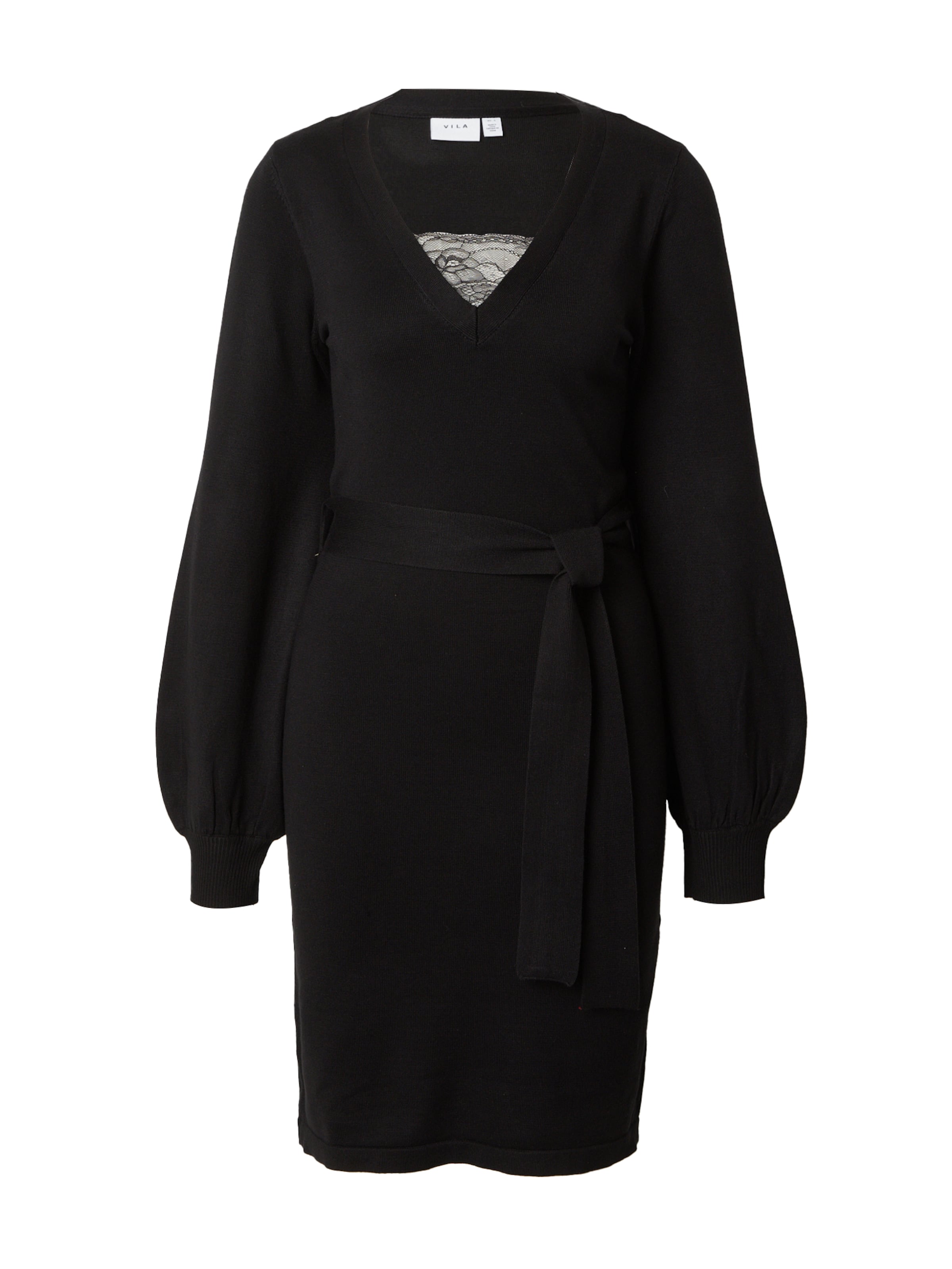 VILA Kootud kleit 'TRACY', värv must: eest vaates