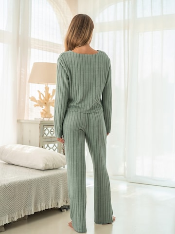 Cupshe - Pijama 'Knit Long Sleeve' em verde